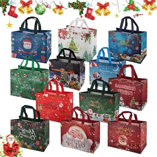 Set di regali per Natale con 12 sacchetti di regalo per doni di Natale - confezione di dolcetti per festa - set di sacchetti di dolcetti per Natale