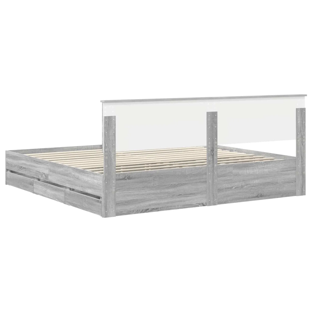 Struttura del letto con cassetto Grigio Sonoma 200 x 200 cm 3410677