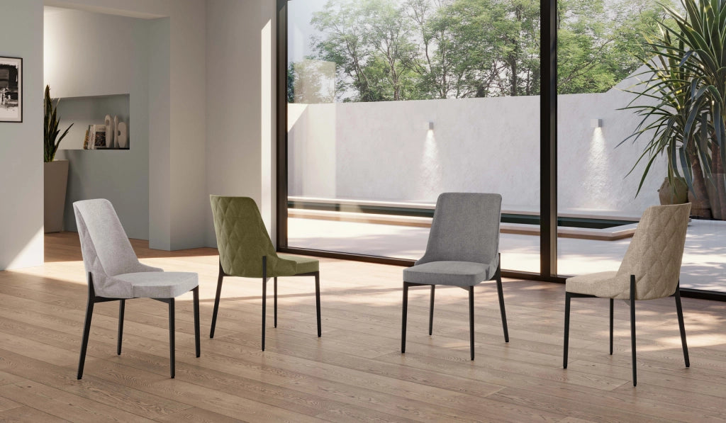 Set 4 Sedie Ambra 48x58,5x89 cm in Tessuto Easy-Clean Grigio Chiaro