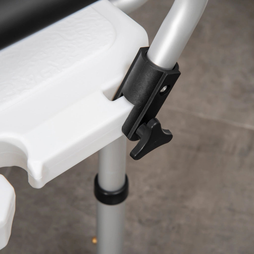 Sedia per Doccia con Braccioli 54x52x70-82 cm in Lega di Alluminio e HDPE Bianco