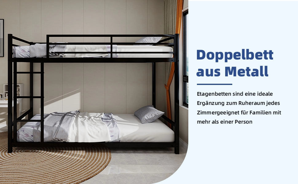 Letto a Castello in Metallo con Rete ¨C MINIMAL ¨C Nero, Struttura Stabile