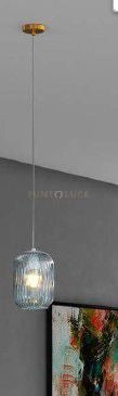 SOSPENSIONE OTTONE SAT. 1 LUCE VETRO BLU 1181OS-S1-BL