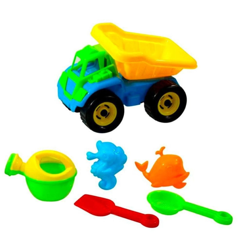 Trade Shop - Set Da Spiaggia Camion Colorato Per Il Mare Con 5 Accessori Gioco Bimbi Età 18+ -