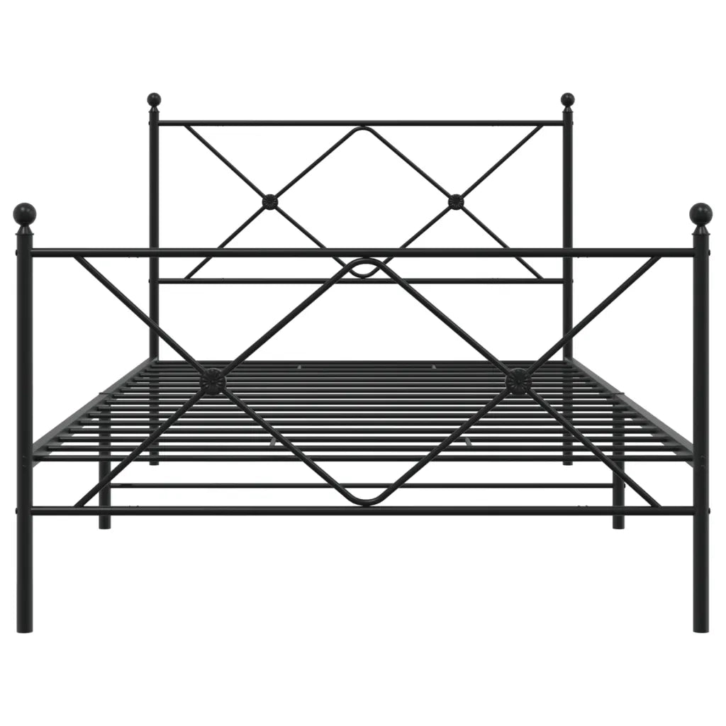 Giroletto con Testiera e Pediera Metallo Nero 100x190 cm