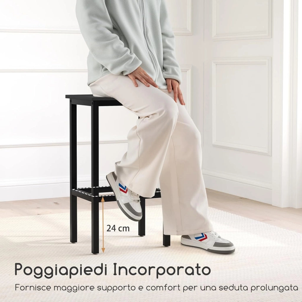 Tavolo con 2 Sgabelli in Metallo e Legno, Set da Pranzo 3 Pezzi, Tavolo Rettangolare da Cucina con 2 Sedie per Sala da Pranzo, Appartamento e Bistro, Stile Retrò (Nero)
