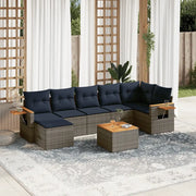 Set Divani da Giardino 8 pz con Cuscini Grigio in Polyrattan