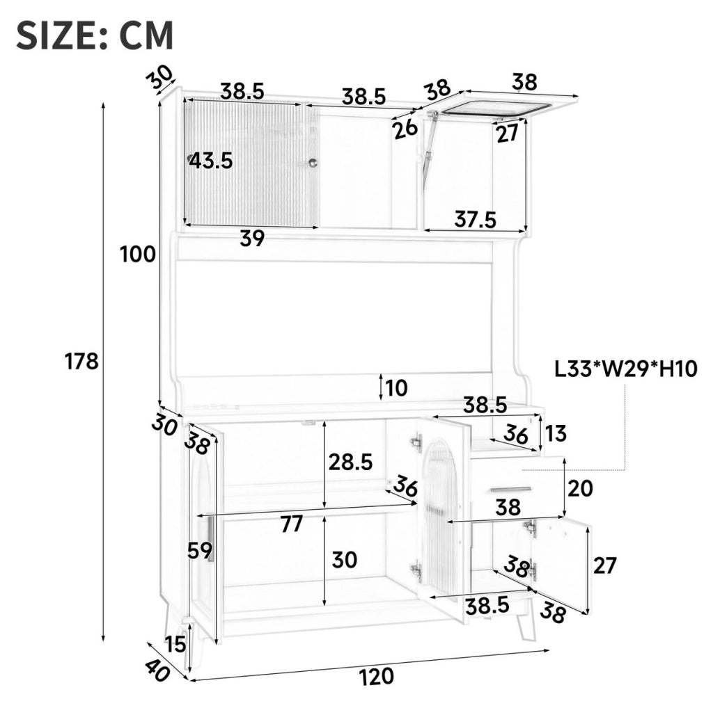Credenza alta bianca 120x40x178 cm con prese e USB