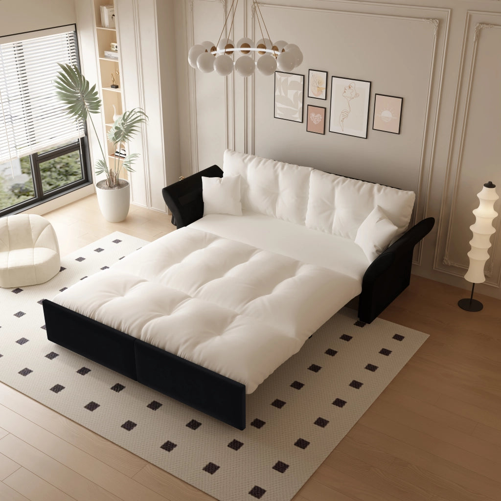 Divano Letto 3 in 1 Convertibile con Cuscini ¨C MINIMAL ¨C Velluto Beige 190cm