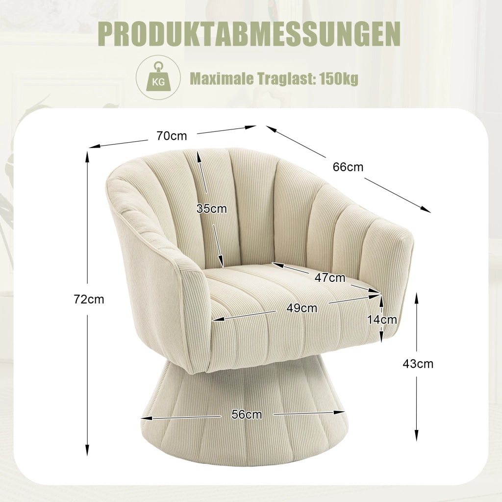 Sedia girevole ergonomica - Zephmum- 360¡ã braccioli avvolgenti beige