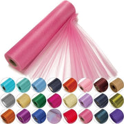 Stoffa di organza trasparente, 29 cm x 25 m, eleganti tovaglie decorative per sedie da sposa, tovaglie per tavola, regali per ospiti, accessori per attività manuali per nastri, abiti e borse, rosa