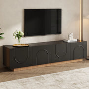 Mobile TV moderno con 4 ante; 170 x 38 x 42 cm; in MDF e truciolare; nero