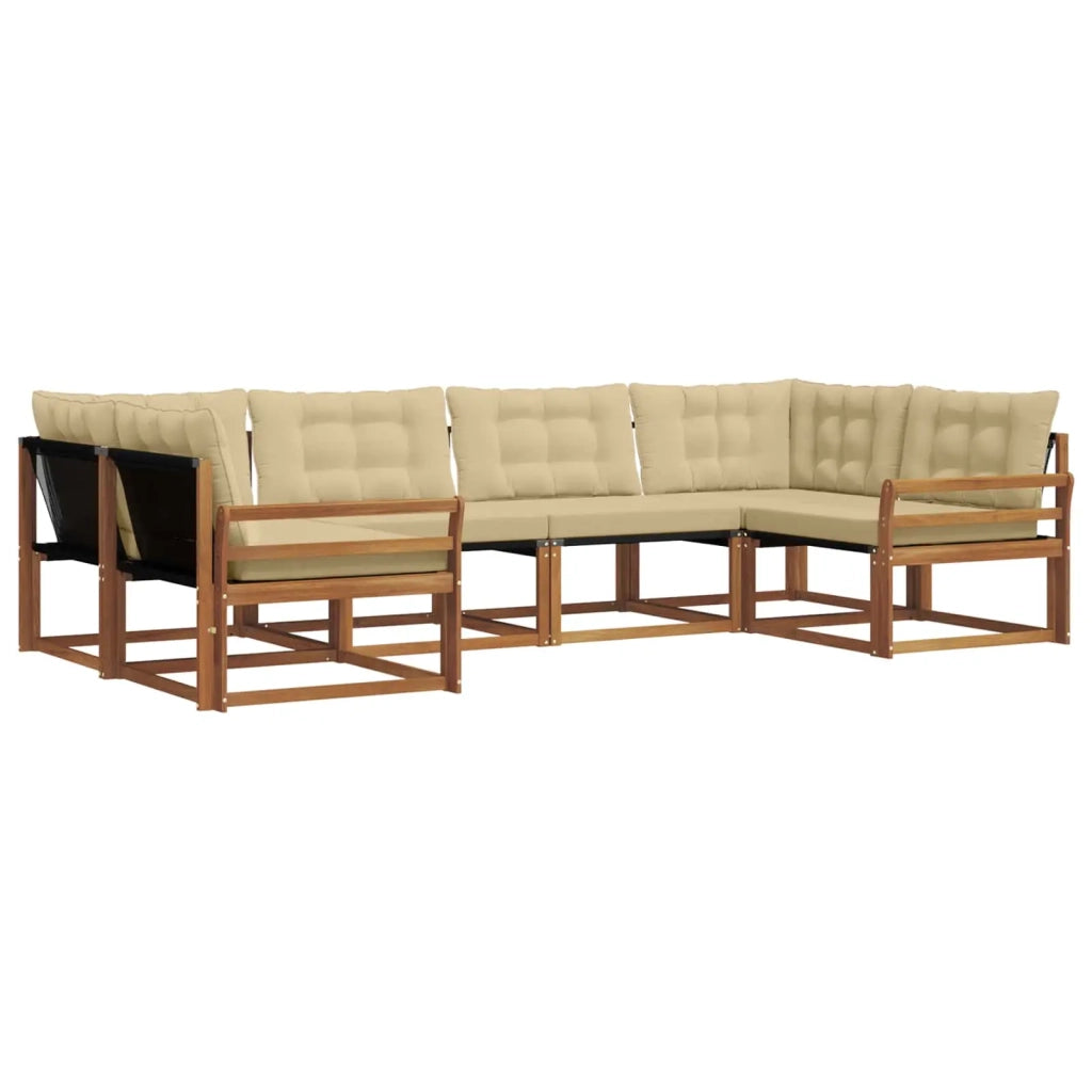 Set di divani da esterno con cuscino 6 pcs Naturale e Beige