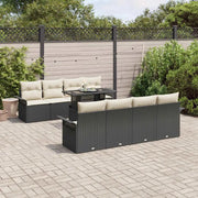 Set Divano da Giardino con cuscino 9 pcs Nero Poly Rattan 3356980