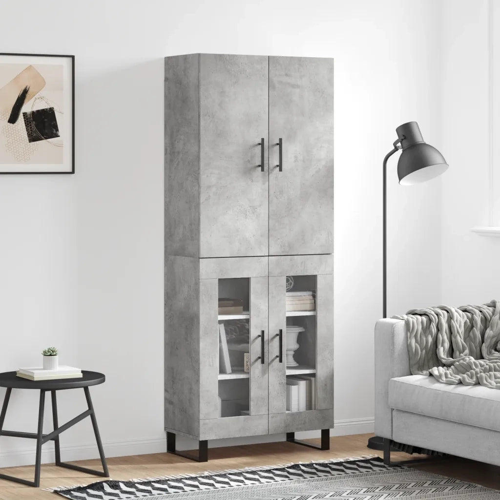 Credenza | Madia | Buffet da pranzo | Armadio da pranzo Grigio Cemento 69,5x34x180 cm in Legno Multistrato