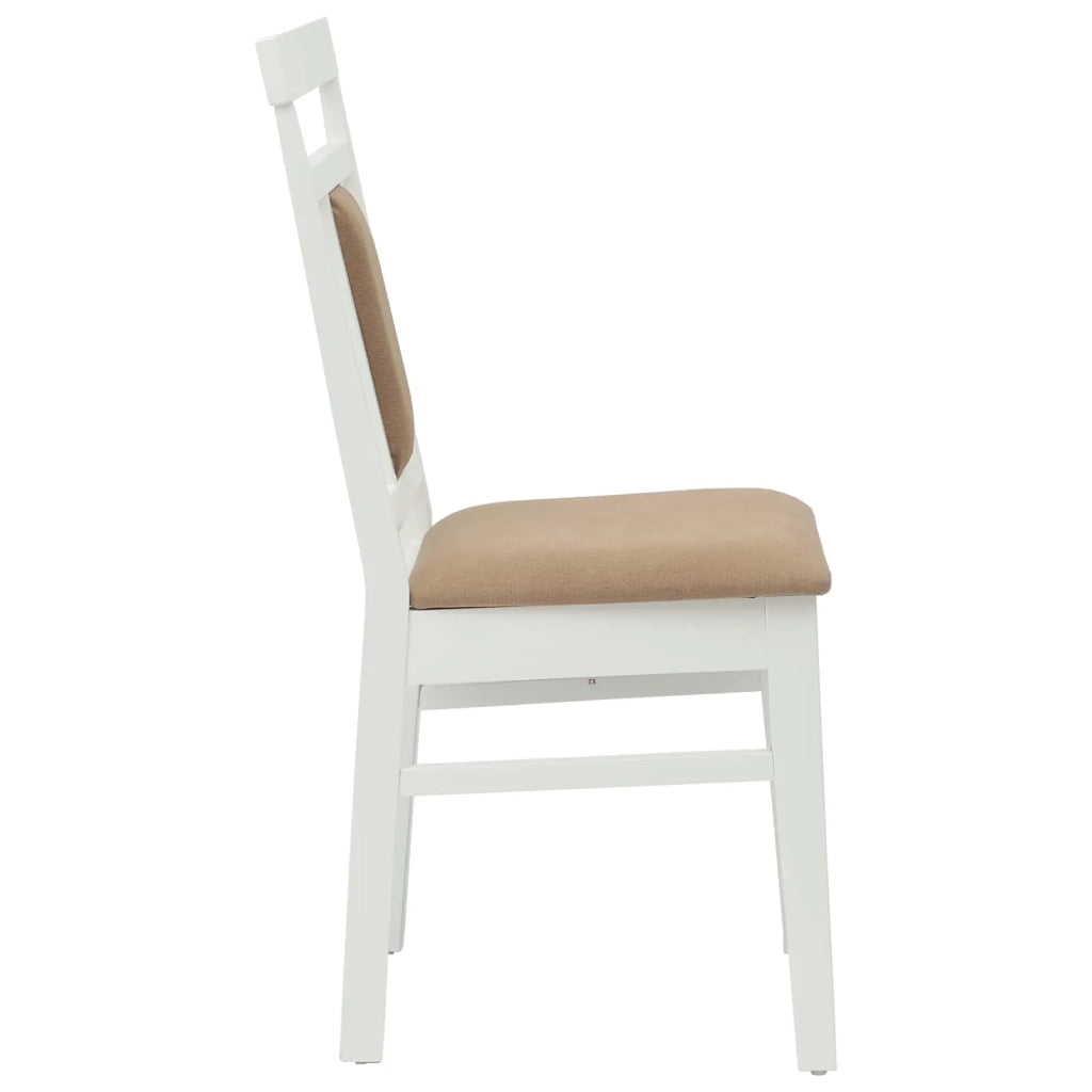 Sedia da pranzo 2 pcs Bianco e marrone Legno di gomma solido