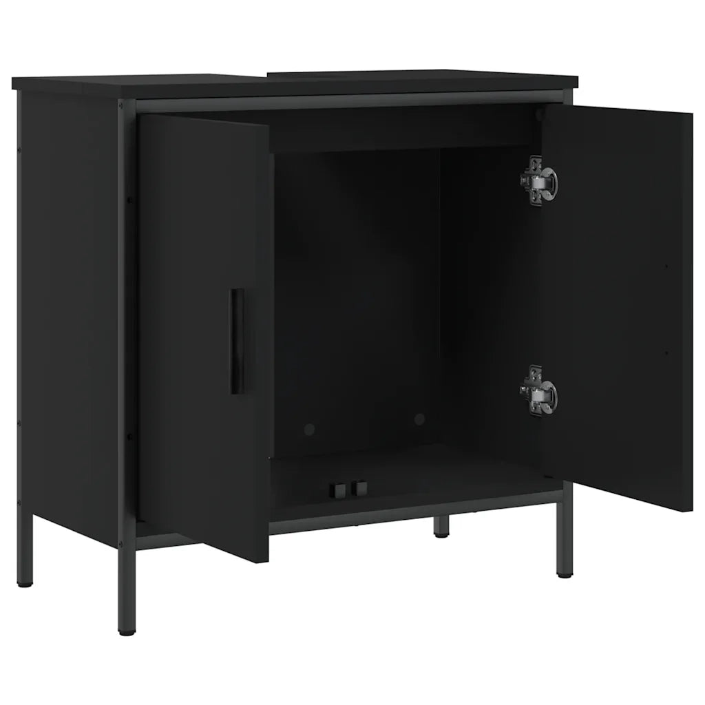 vidaXL Mobile Lavabo Bagno Nero 60x30x60 cm in Legno Multistrato