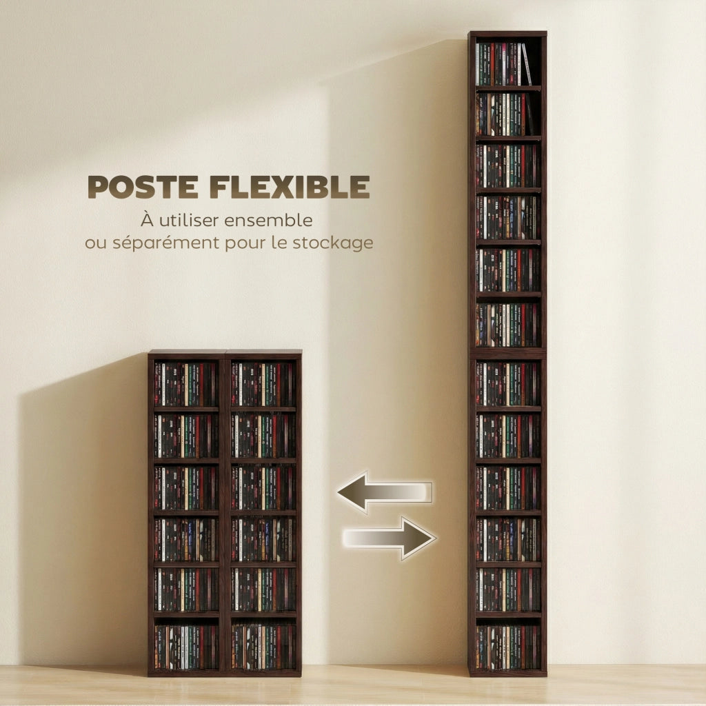 Libreria a colonne per CD e DVD ¨C zephmum ¨C marrone 21x22.5x88.5 cm