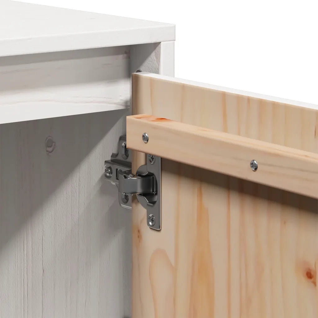 Mobile Porta TV Bianco 74x35x44 cm in Legno Massello di Pino 814335