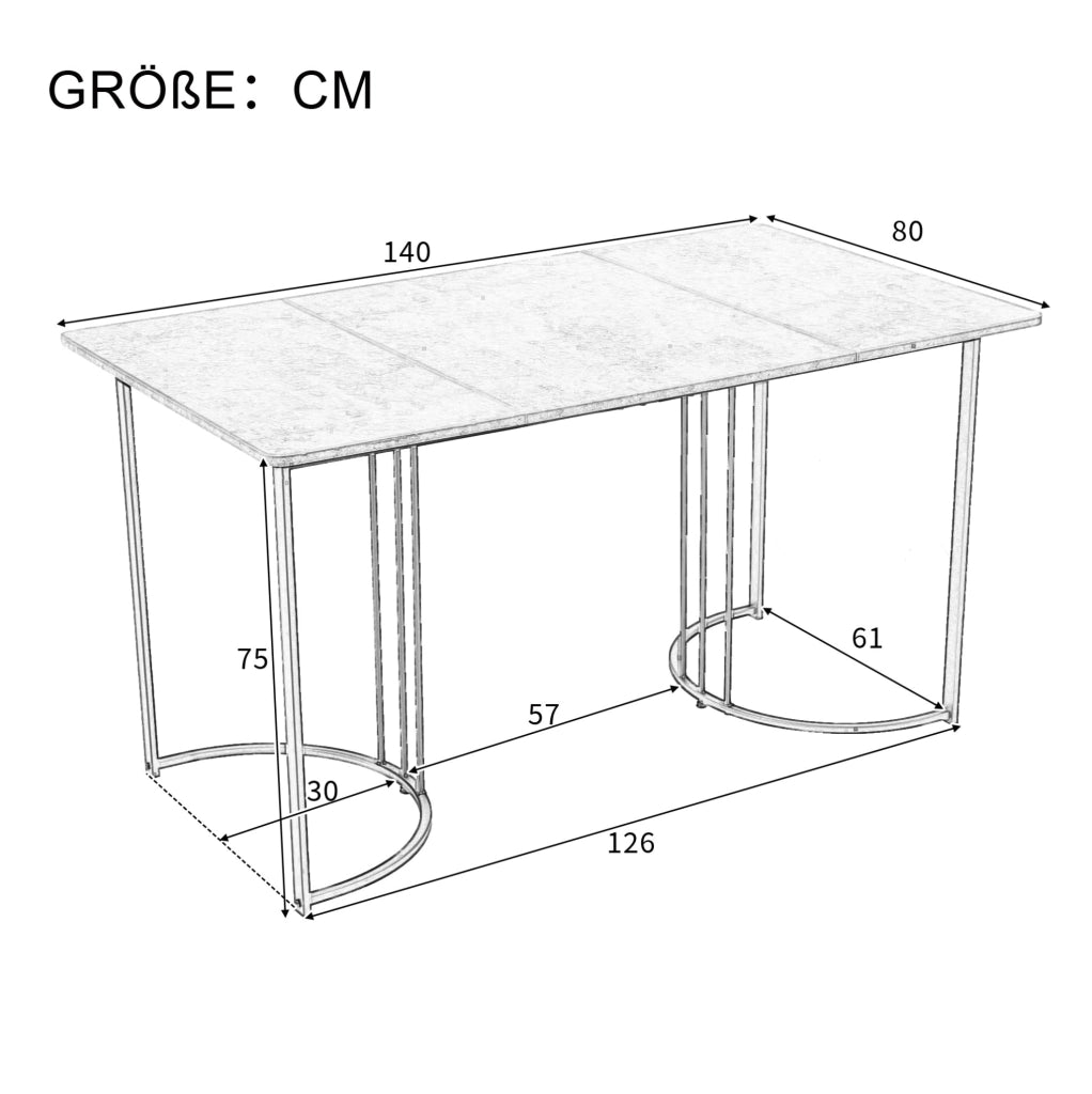 Set tavolo e 4 sedie 140x80 cm; design moderno; MDF; grigio