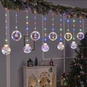 Trade Shop - Luci Natalizie 3d 3mt Tenda Usb Interni Rgb Anelli Con Figura Natale Decorazione -
