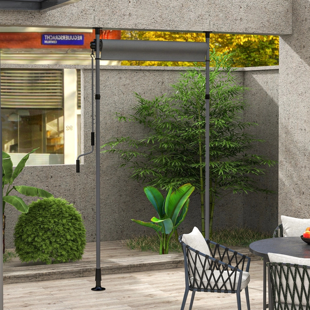Tenda da sole verticale autoportante 150 x 220-310 cm con manovella; grigio scuro