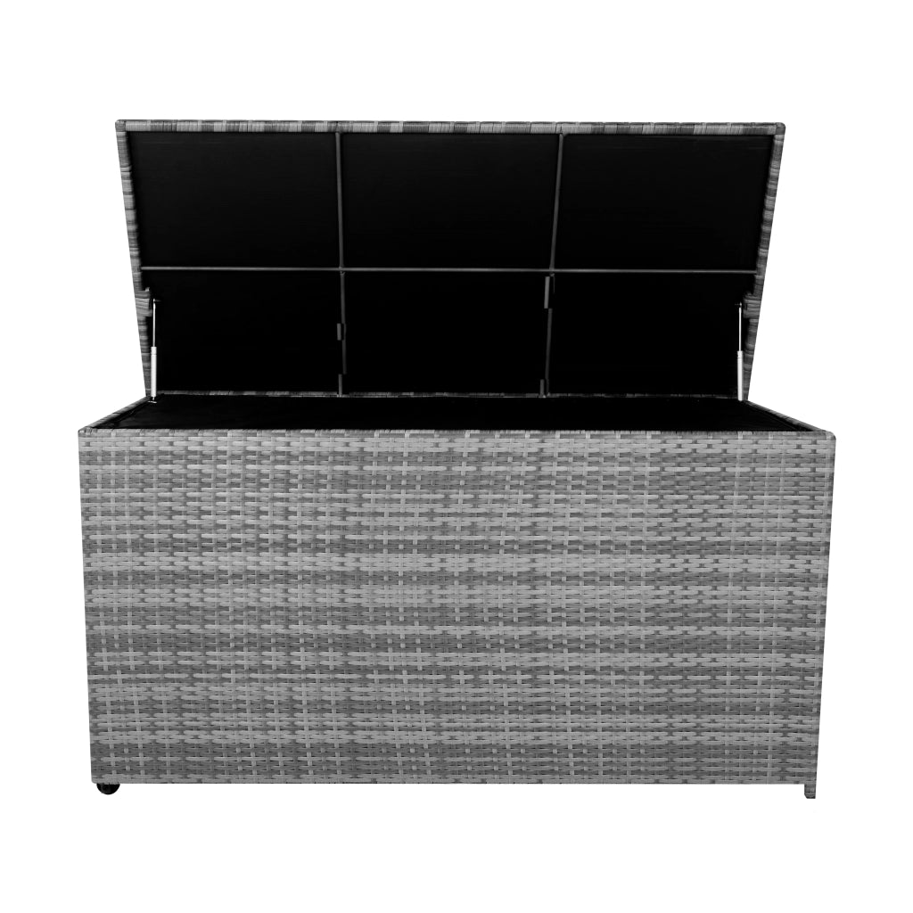 Box Contenitore Rattan Giardino 700L Grigio Baule Esterno con Rivestimento