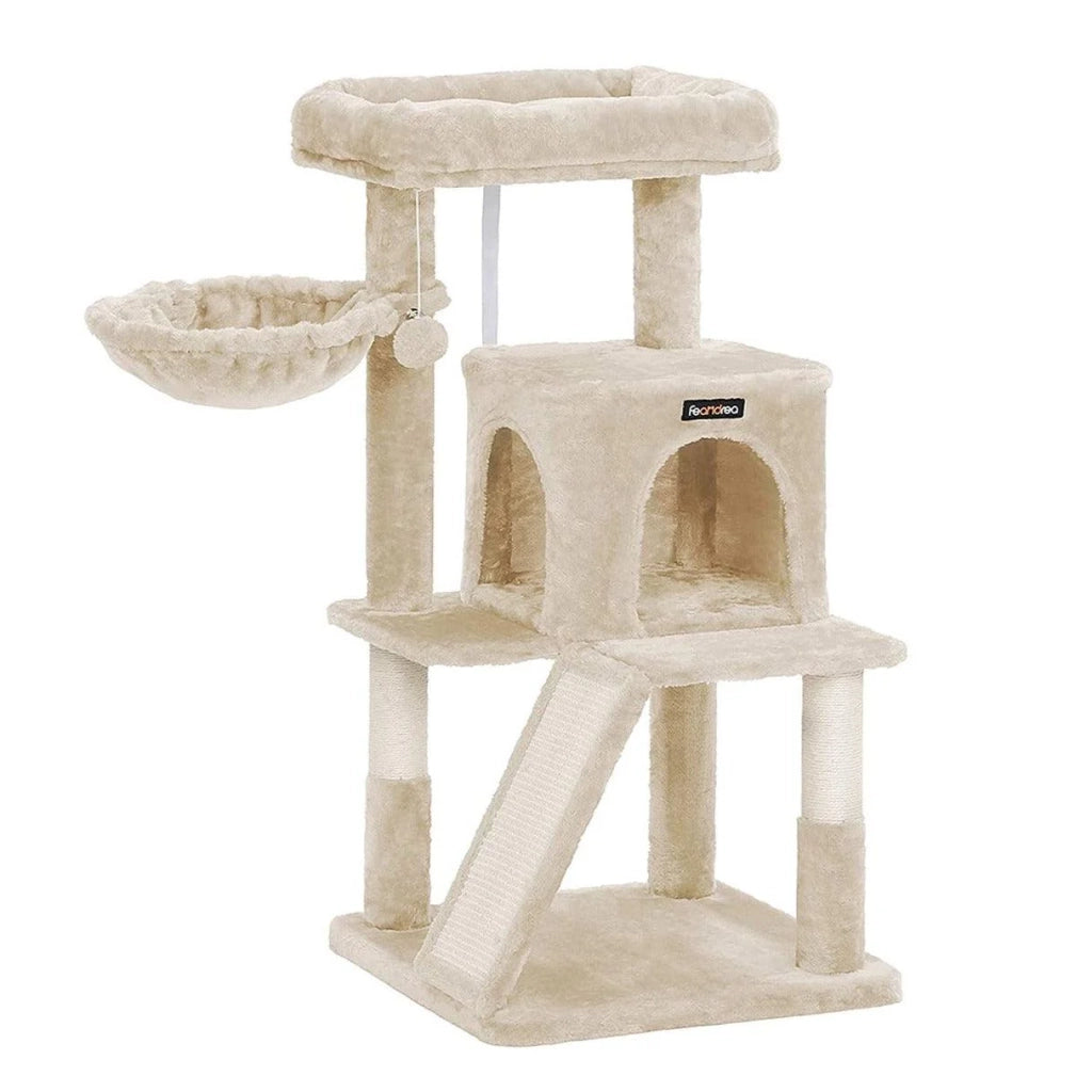Torre per gatti con piattaforma di osservazione alta 96 cm beige 12_0001147