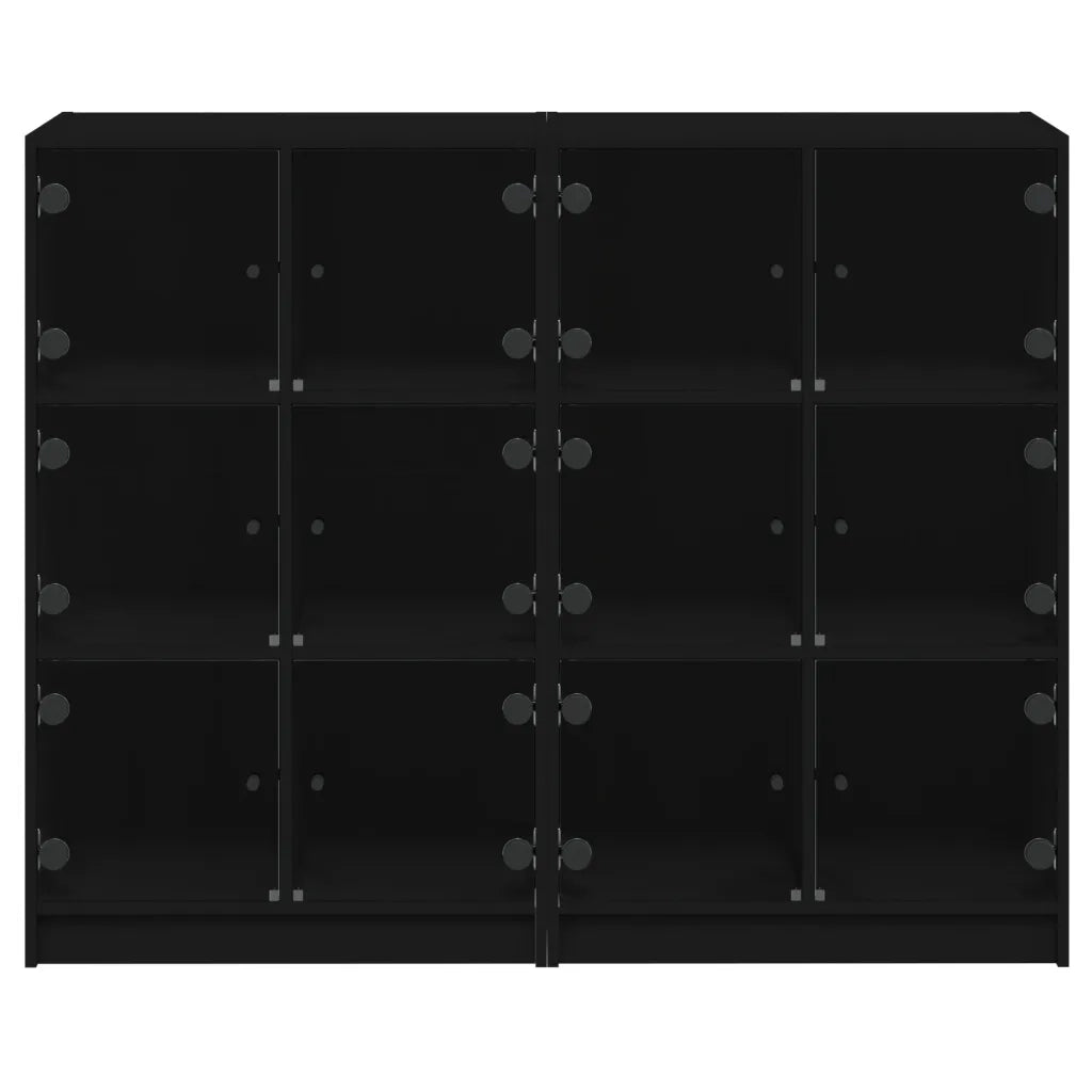 Libreria con Ante Nera 136x37x109 cm in Legno Multistrato