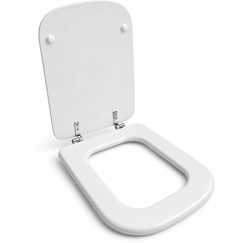 Sedile Copriwater Universale Quadrato MDF Bianco con Cerniere Acciaio 52735