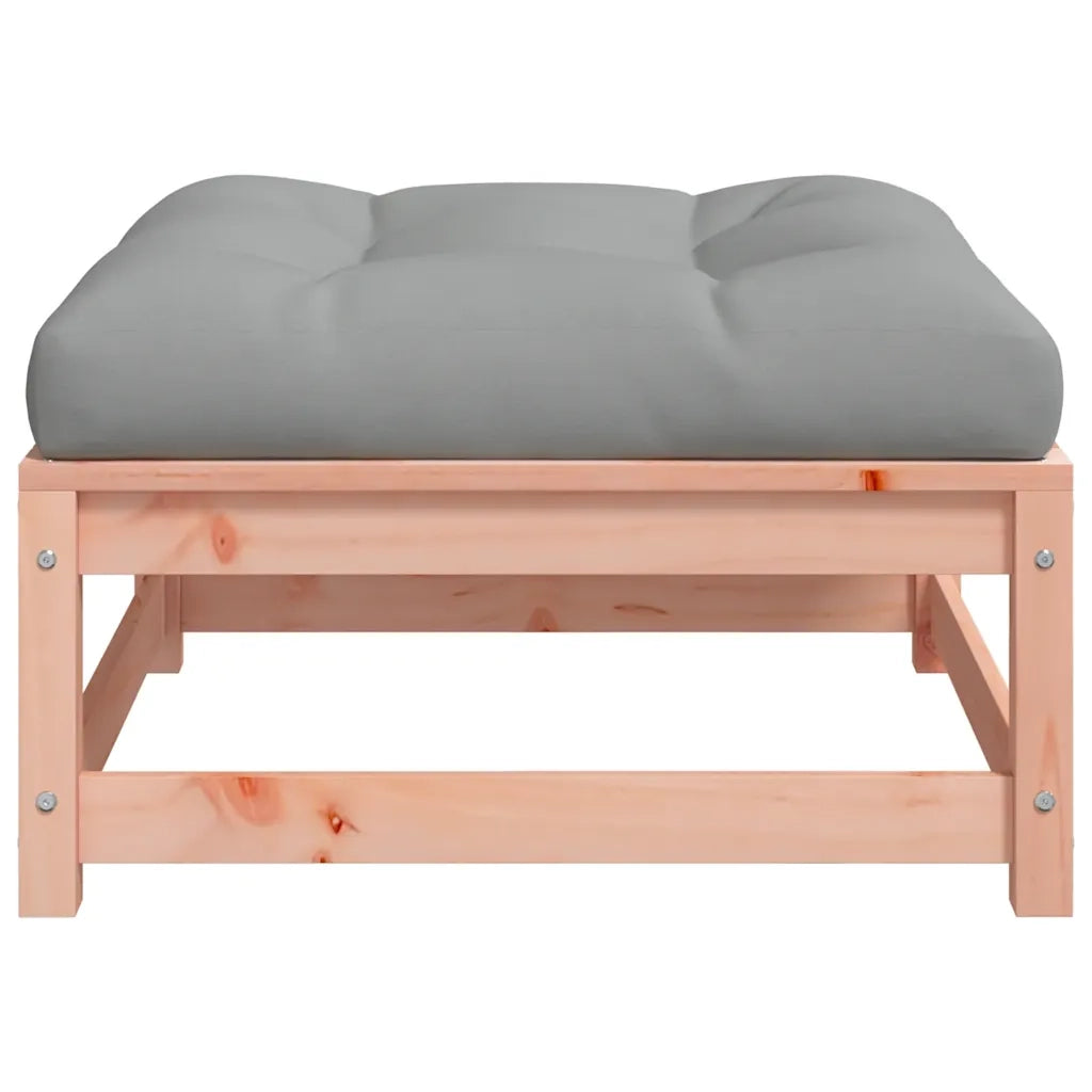 Sedia da giardino-Poggiapiedi Giardino con Cuscini 2 pz Legno Massello di Douglas