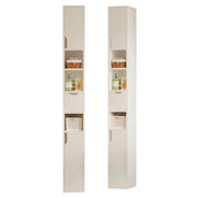 Scaffale da bagno a colonna stretta, bianco, da appoggio, 1 cassetto, pratico, in stile loft
