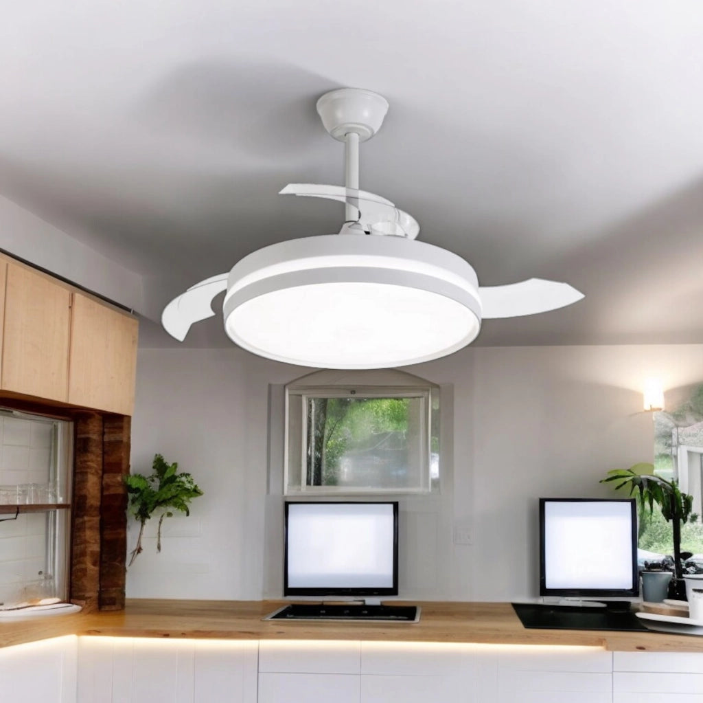 Plafoniera lampadario moderno a LED con ventilatore eliche a scomparsa da soffitto cambia 3 luci telecomando 60W gestibile da telecomando e APP