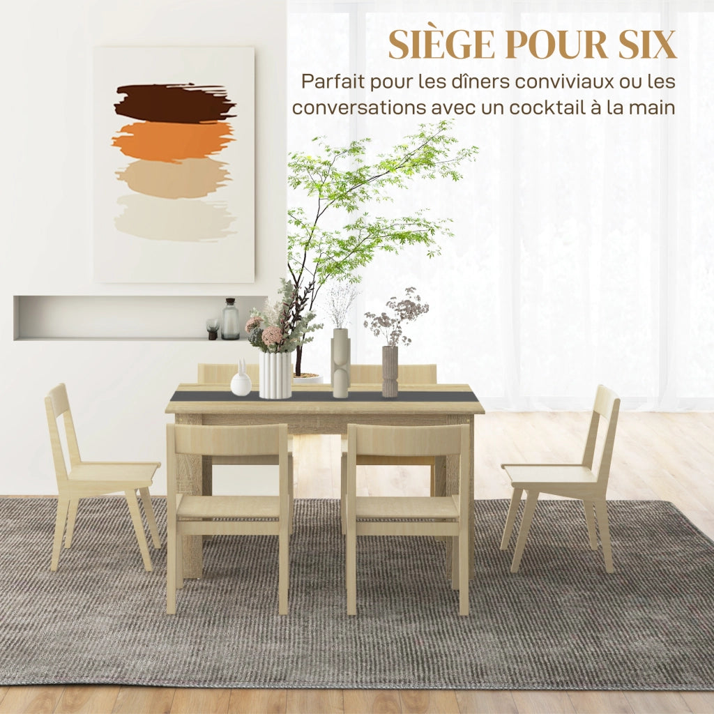 Tavolo da pranzo allungabile in legno effetto naturale e nero ¨C zephmum ¨C 140x90x75 cm