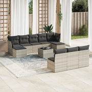 Set Divani da Giardino 11 pz con Cuscini in Polyrattan Grigio