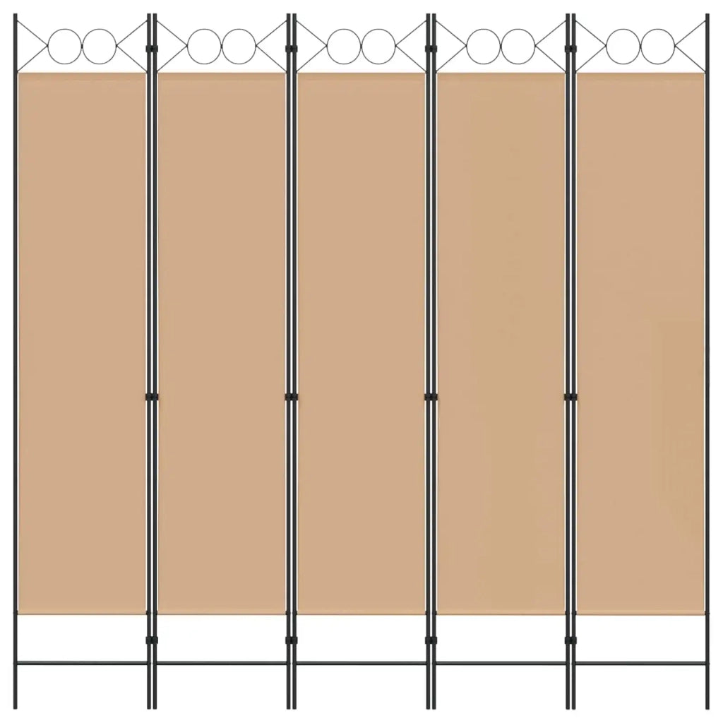 Divisorio Ambienti | Divider per stanze | Paravento a 5 Pannelli Beige 200 x 200 cm Tessuto