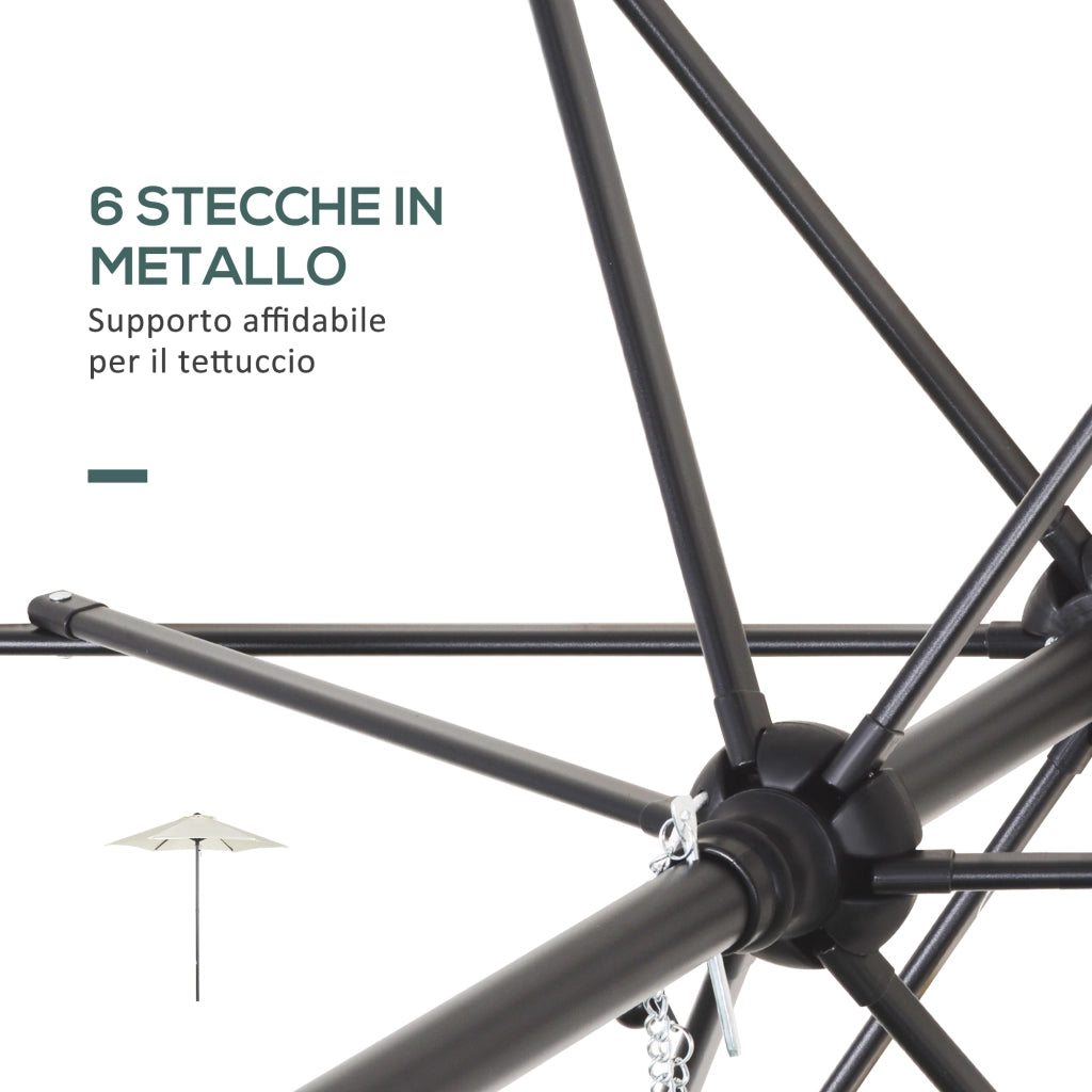 Ombrellone da Giardino Rotondo 2x2m ¨C zephmum ¨C Beige, Alluminio
