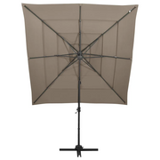 Ombrello | Parasolne a Sbalzo 4 Livelli Palo Alluminio 250x250 cm Tortora
