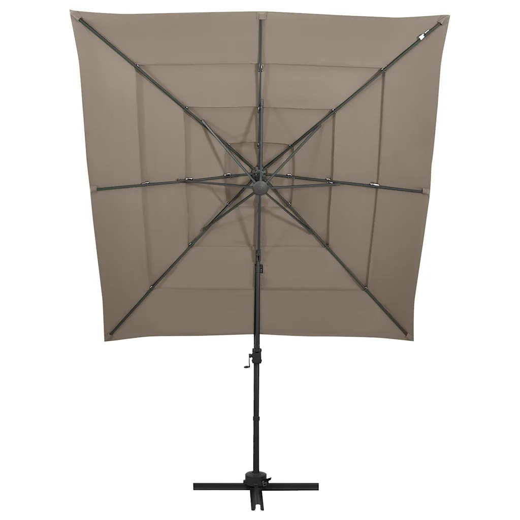 Ombrello | Parasolne a Sbalzo 4 Livelli Palo Alluminio 250x250 cm Tortora