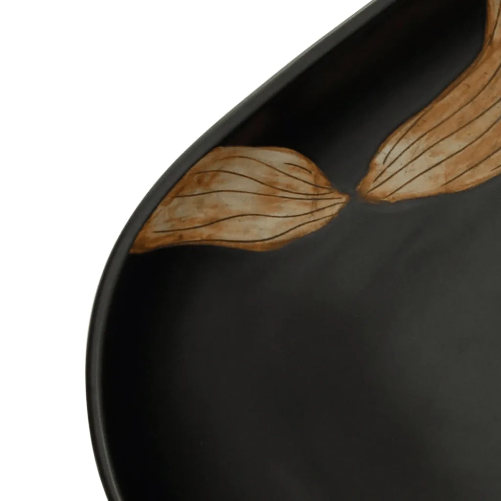 Lavabo da Appoggio Nero Ovale 59x40x14 cm Ceramica CFW9827384