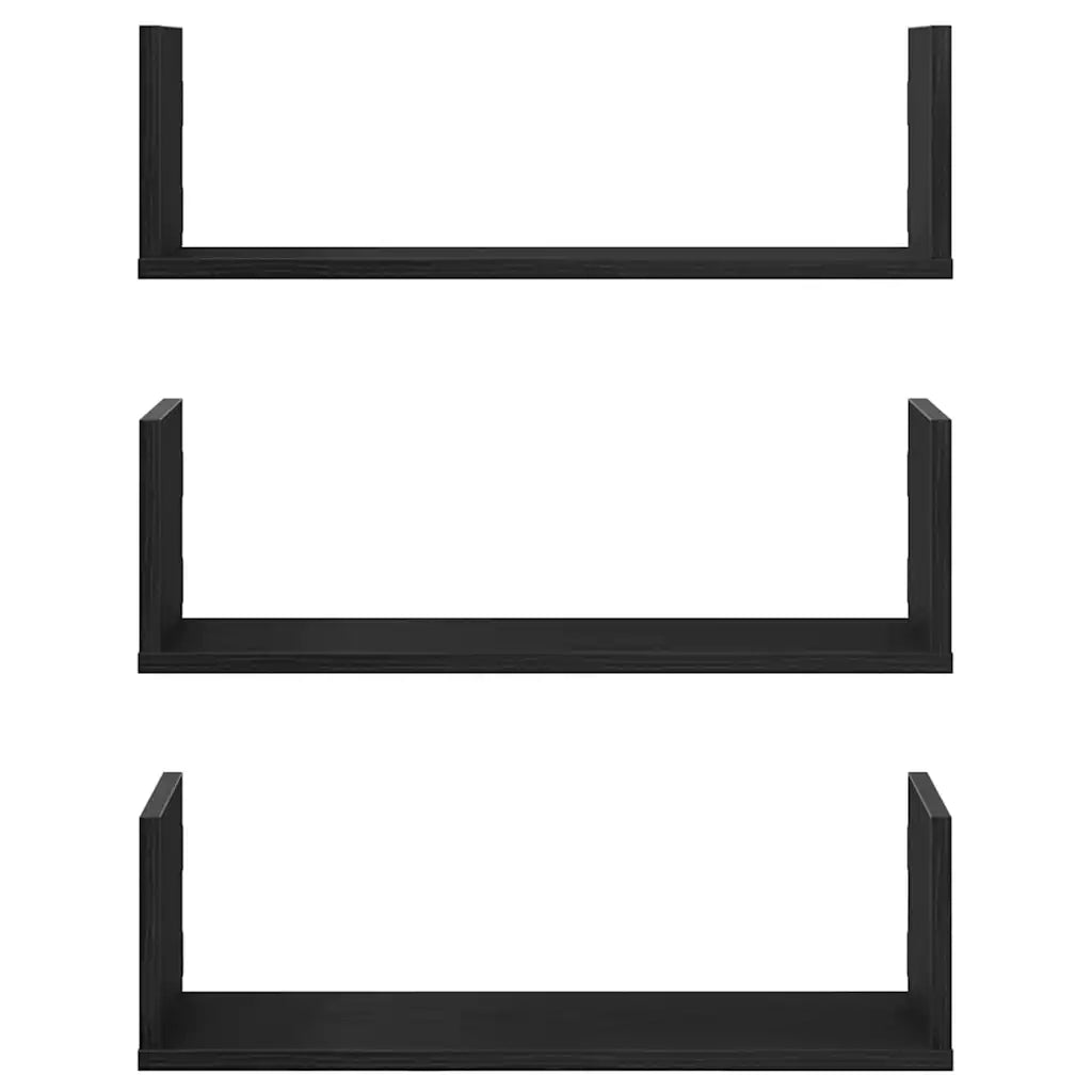 Mensole da Parete 3pz Rovere Nero 58x18x18 cm in Truciolato 868071