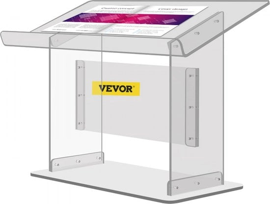 Podium in Acrilico con Dimensioni (LxB) 68,58x34,8cm, Cassetta per Regolazione 49,53cm, Altezza Moderno Podio in Stile Chiesa con Kit di Viti Ideale per Chiese, Scuole, Aule di Conferenza, Università, Feste Serali