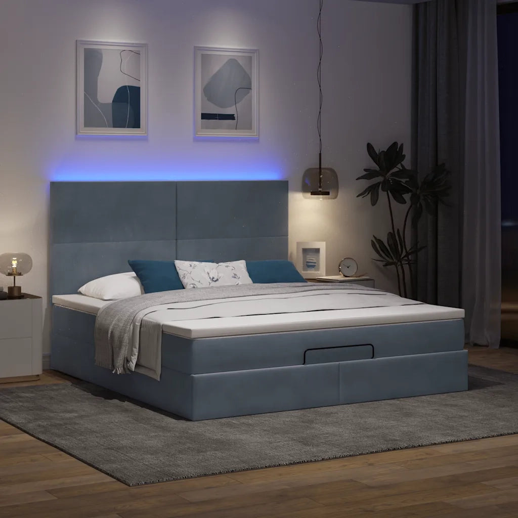 Struttura Letto Pouf con Materassi 180x200 cm Velluto 3314265