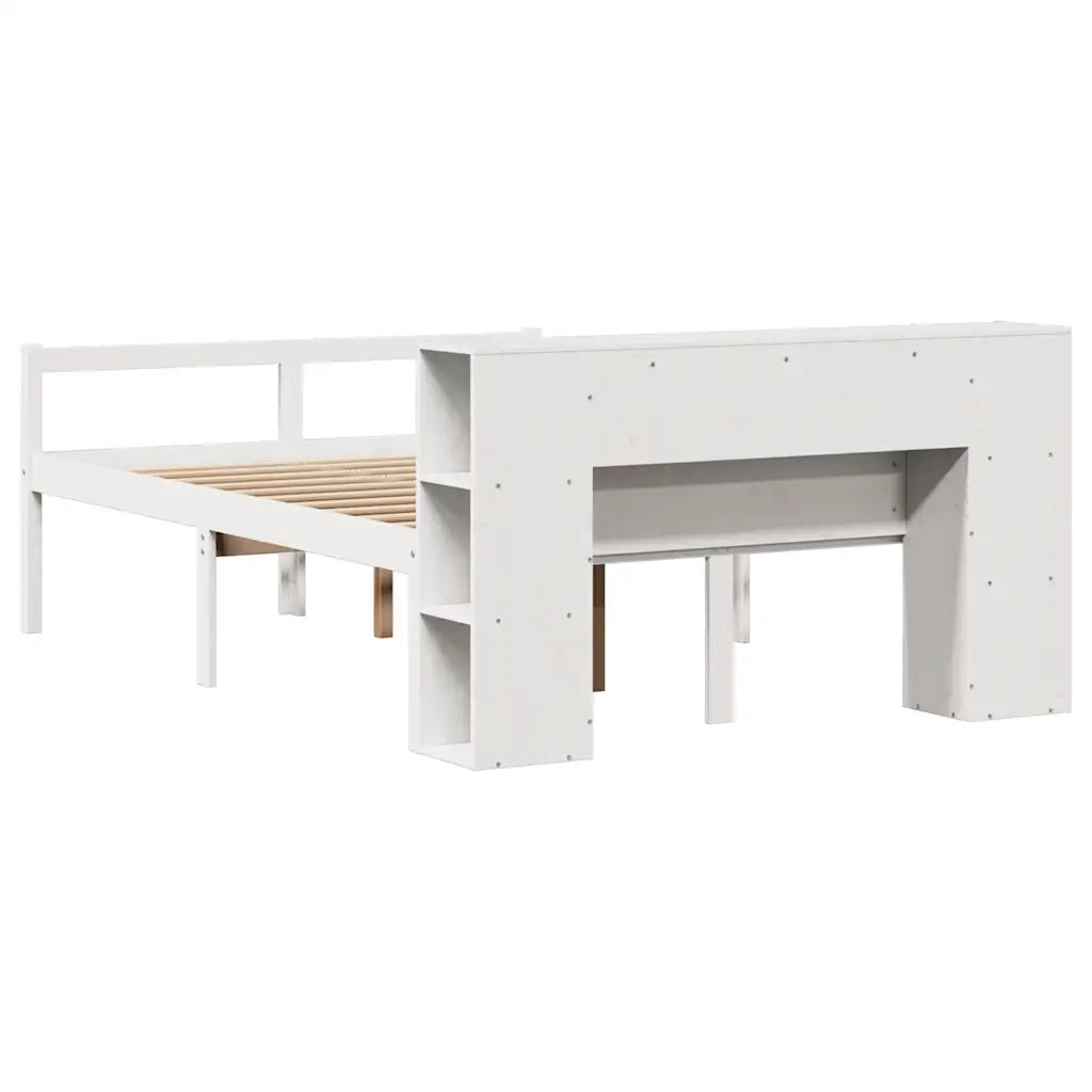 Letto matrimoniale | Letto per adulti | Letto Libreria senza Materasso Bianco 140x200 cm Legno di Pino