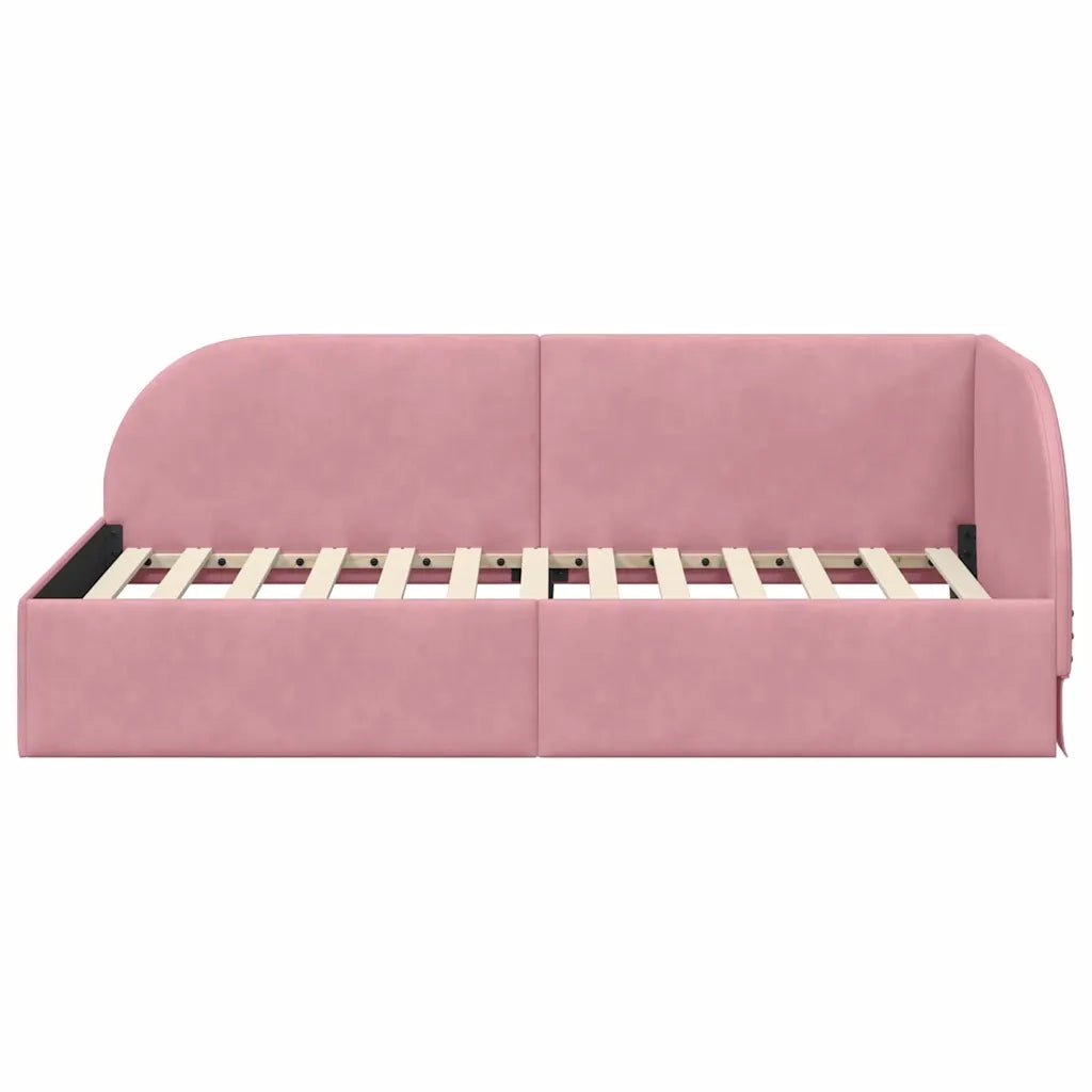 Cornice del letto ad angolo Rosa 80 cm x 200 cm Velluto