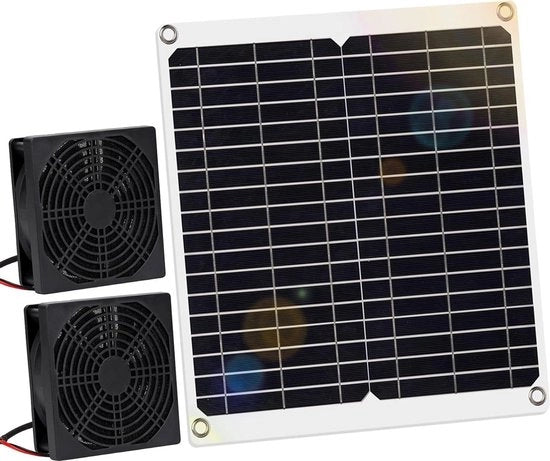 Ventilatore alimentato da pannelli solari 12 W ventilatore con pannelli solari DC doppio ventilatore - per piccoli pollai kasseggiature capanne - abitazioni animali uscite finestre