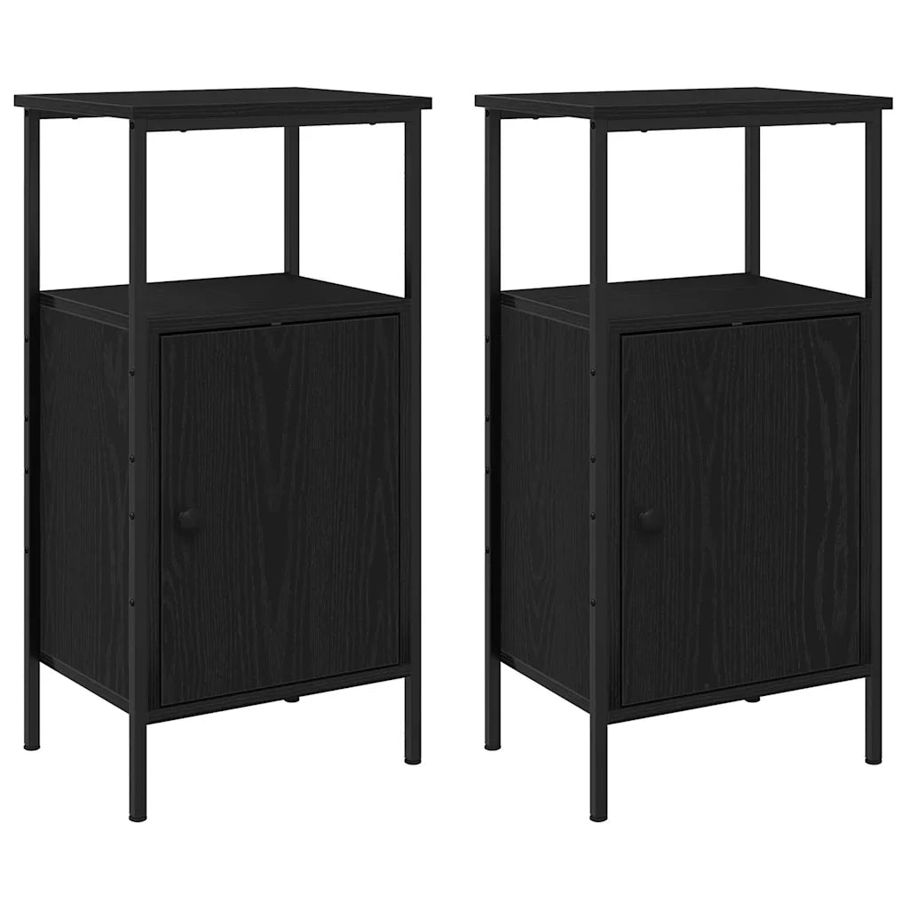 Set di 2 Comodini | Armadio da Notte | Mobiletto da notte Rovere Nero 41 x 31 x 80 cm