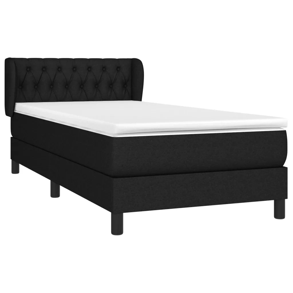 Giroletto a Molle con Materasso-Struttura Letto Nero 90x190 cm in Tessuto 424091