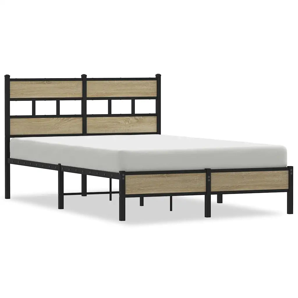 Letto matrimoniale | Letto per adulti | Giroletto senza Materasso Rovere Sonoma 120x200cm in Truciolato