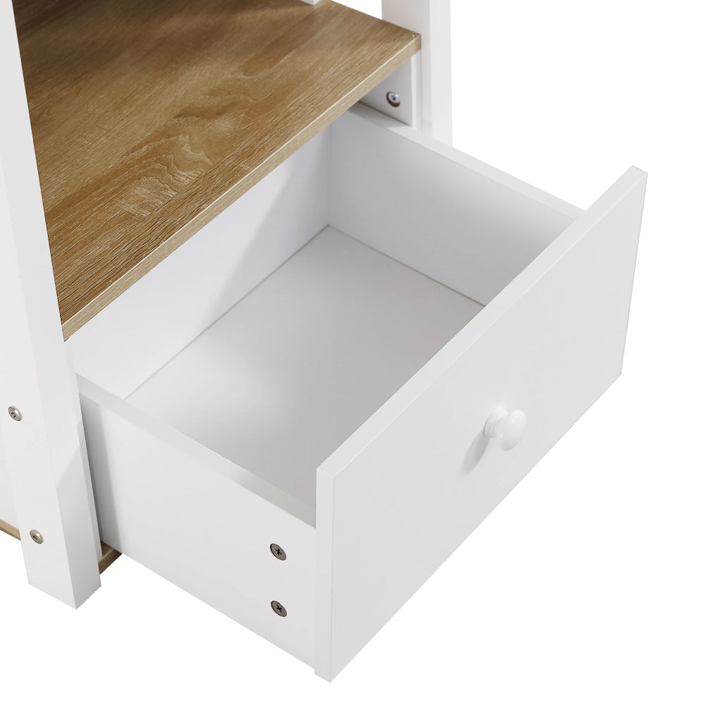 DESMIU Letto a Soppalco 90 × 200 cm 1 Posto con Scrivania, 3 Cassetti e Scaffale, senza Materasso, Bianco Naturale