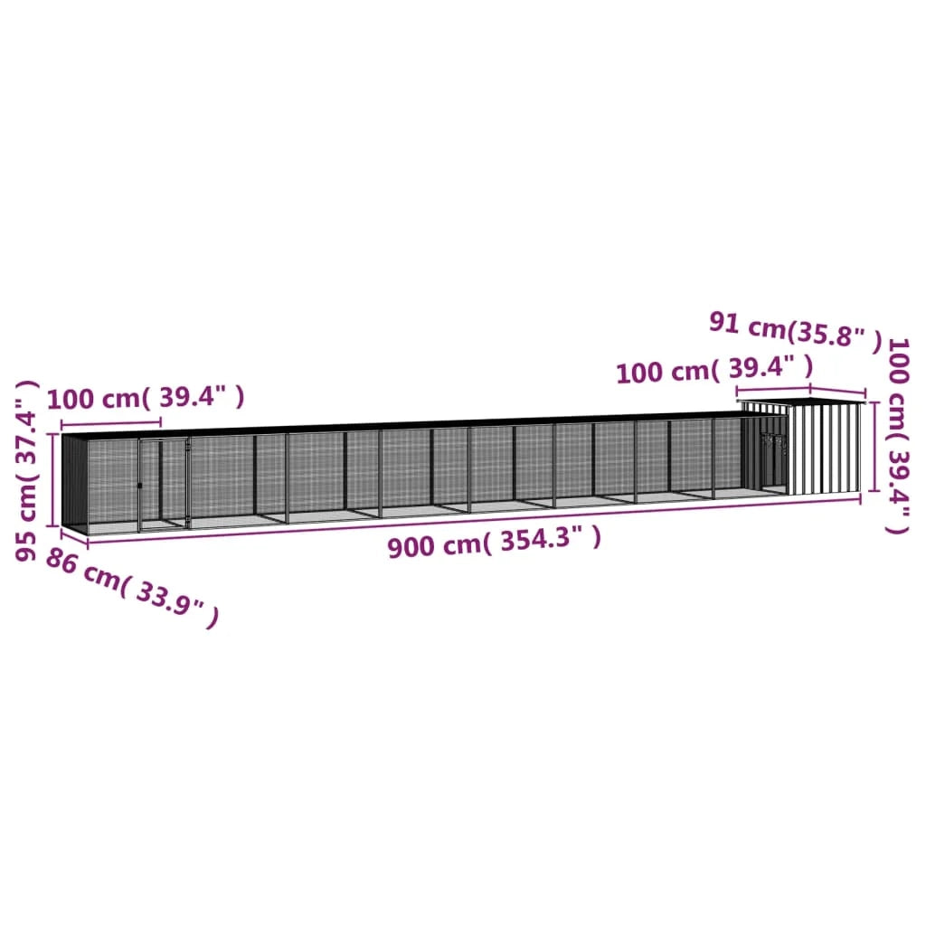 Gabbia per polli 900 x 91 x 100 cm acciaio zincato grigio 02_0041663
